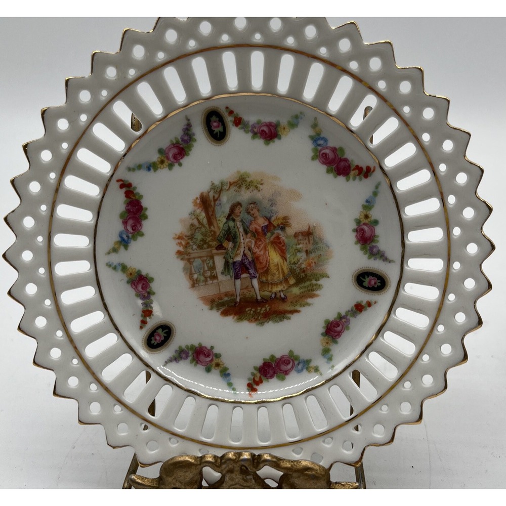 Reticulated porcelain plate from Germany with a Victorian style Set Of 11